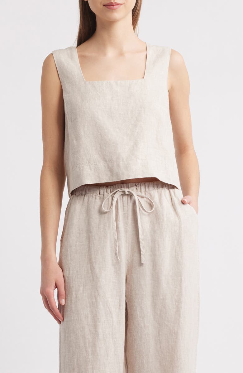 Rails Akira Linen Crop Tank, Main, color, Heathered Flax