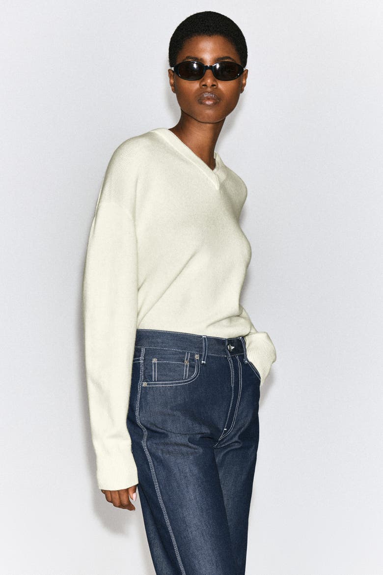 Chord Topstitched Raw Straight-leg Jeans, Alternate, color, RAW INDIGO