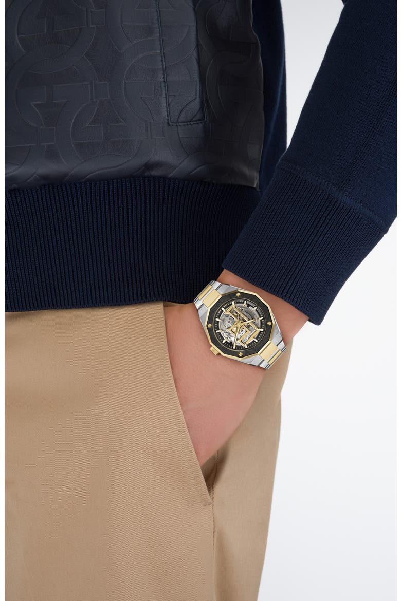 Edge Skeleton Automatic Bracelet Watch, 42mm, Alternate, color, TWO TONE