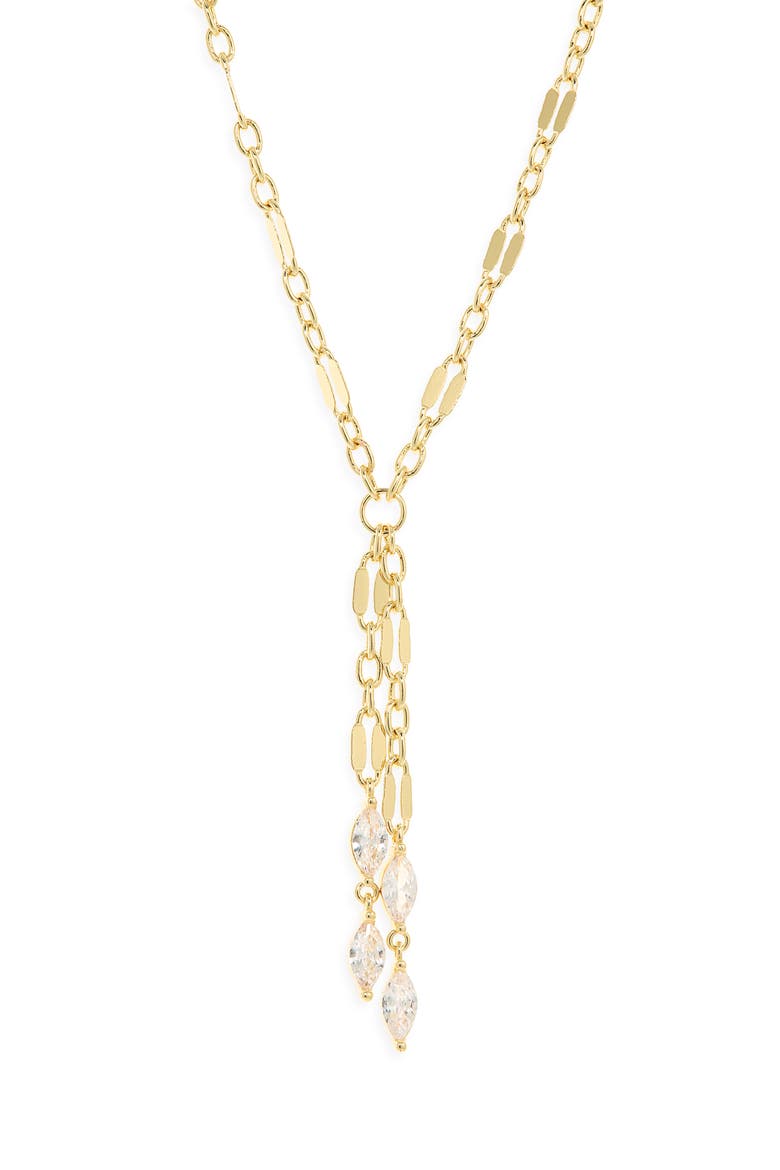Cubic Zirconia Mariner Lariat Necklace, Main, color, CLEAR- GOLD