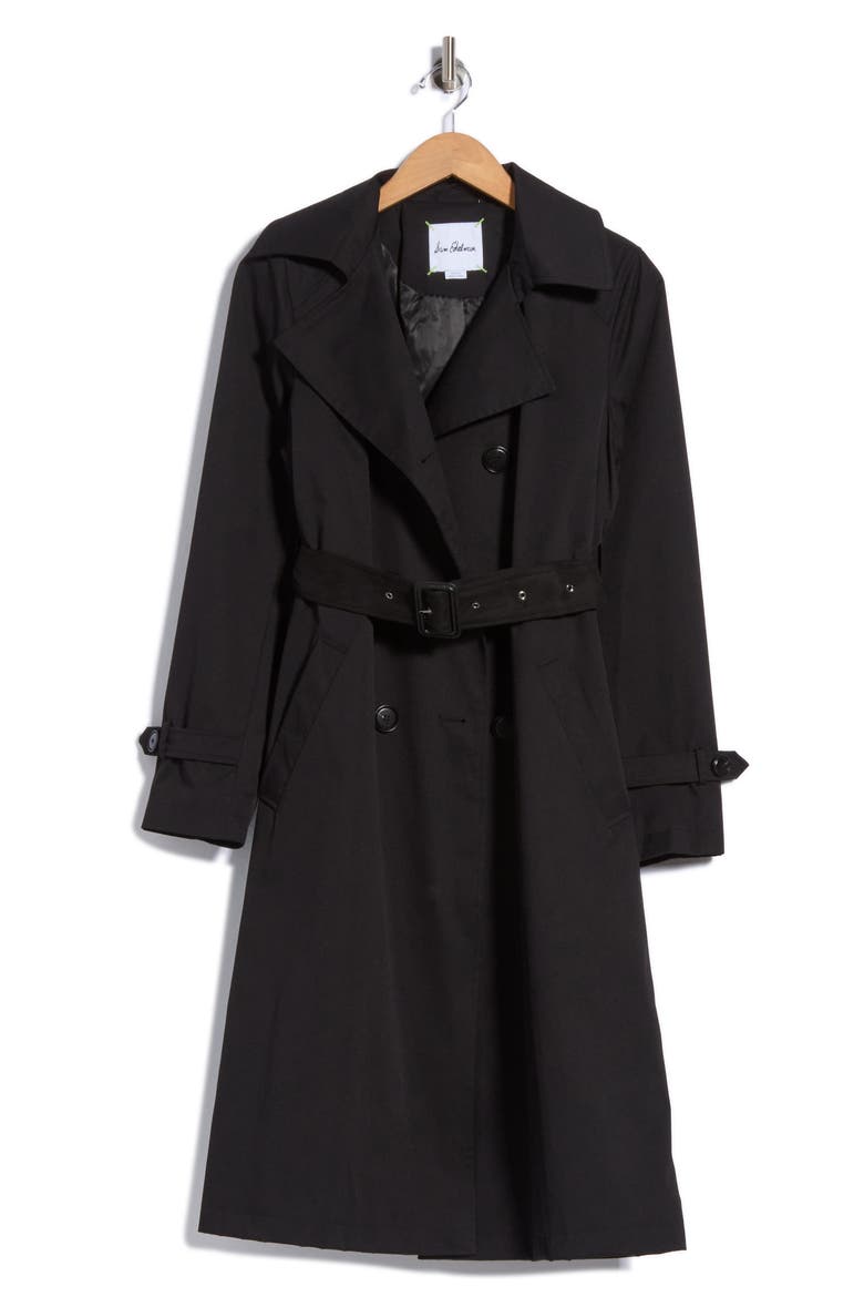 Double Breasted Belted Trench Coat, Alternate, color, BLACK
