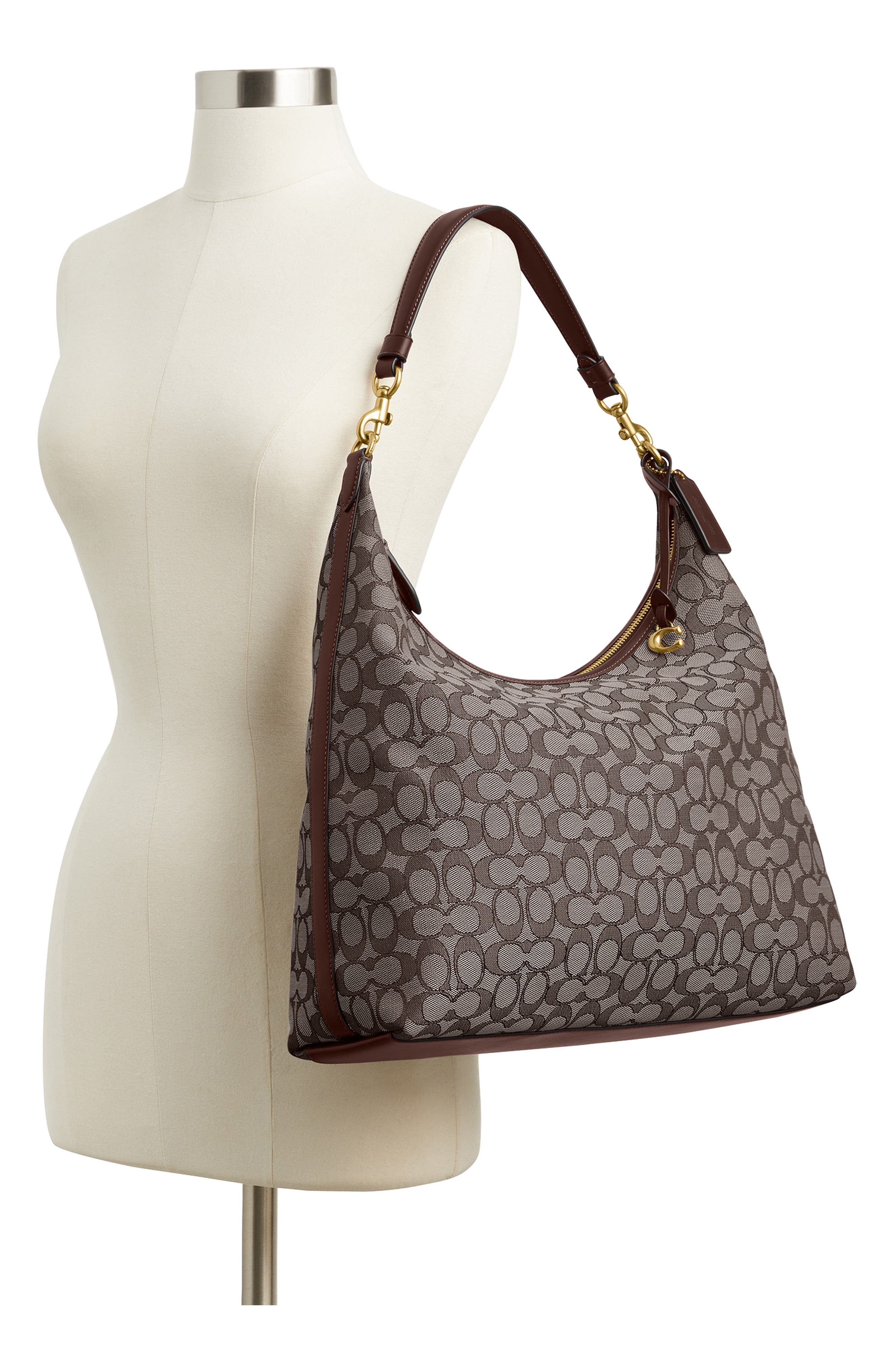 COACH Juliet 38 Signature Jacquard Shoulder Bag, Alternate, color, Oak Maple