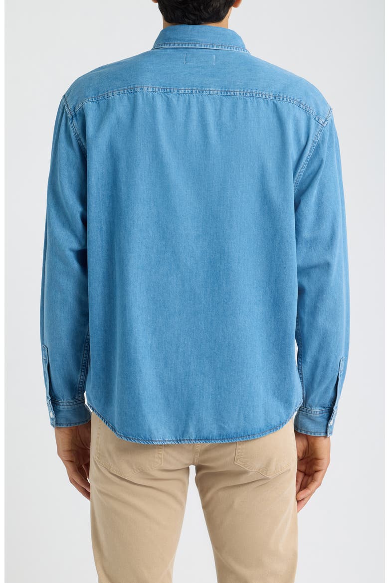 Solid Cotton Blend Denim Button-Down Shirt, Alternate, color, WHISPER SKY