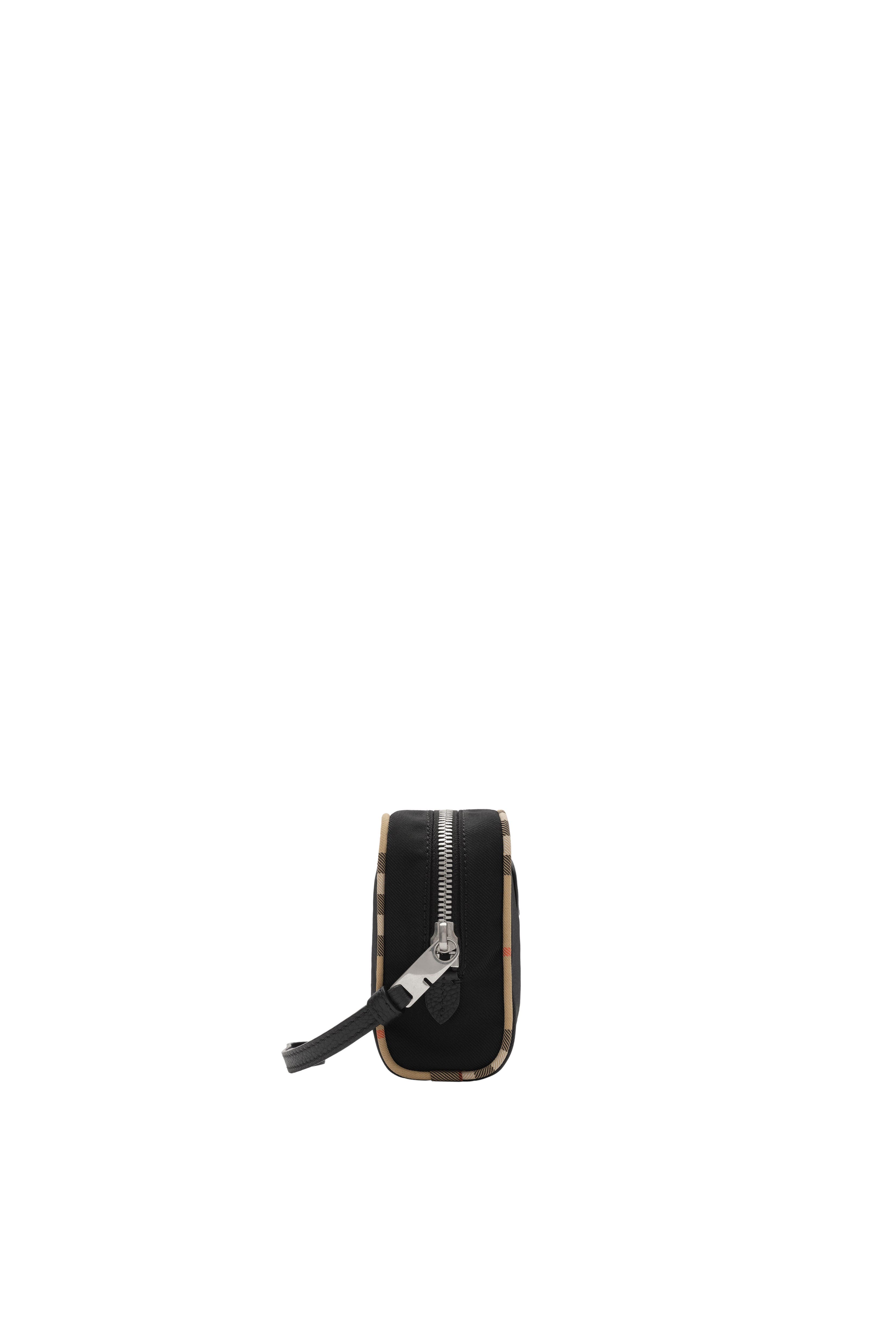 Burberry Small Check Trim Travel Pouch, Alternate, color, Black