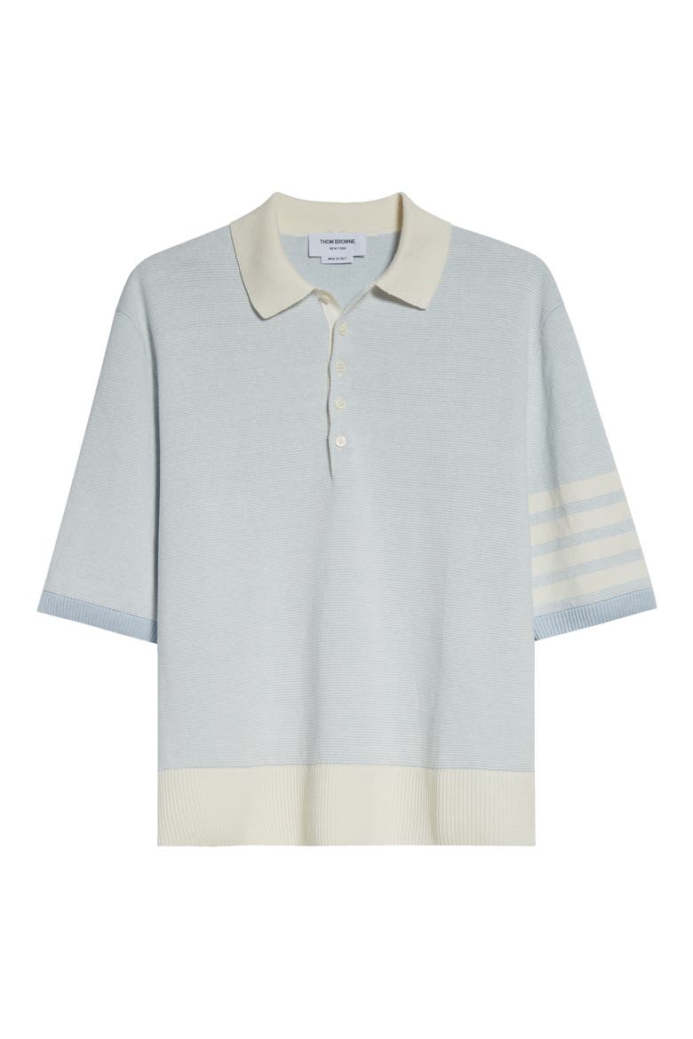 Relaxed Fit 4-Bar Textured Stripe Linen & Cotton Polo Sweater, Alternate, color, LIGHT BLUE