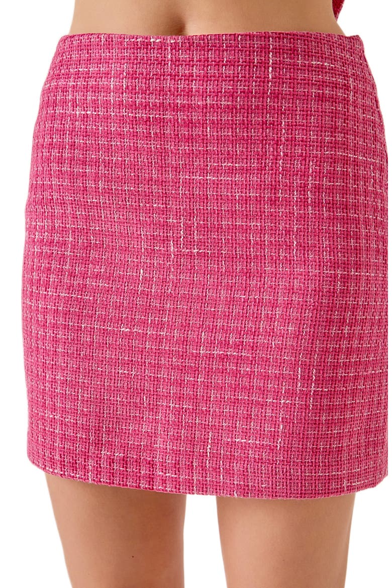 Tweed Miniskirt, Alternate, color, PINK