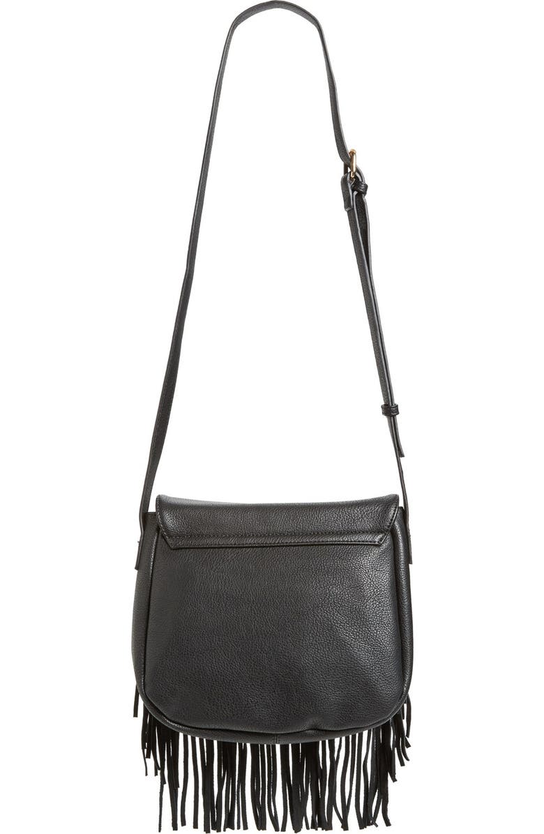 Sole Society 'Kerry' Fringe Faux Leather Crossbody Bag, Alternate, color, Black