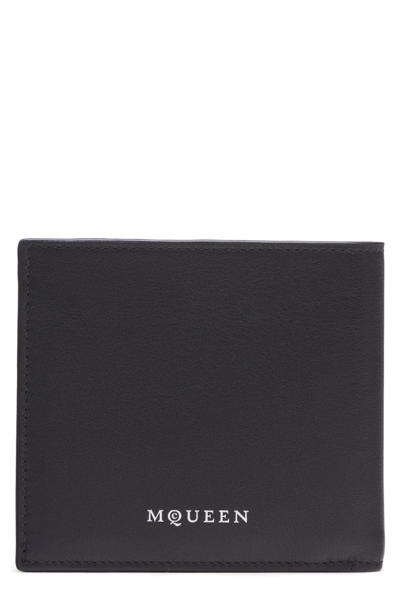 Leather Biffold Wallet, Main, color, BLACK/ SILVER