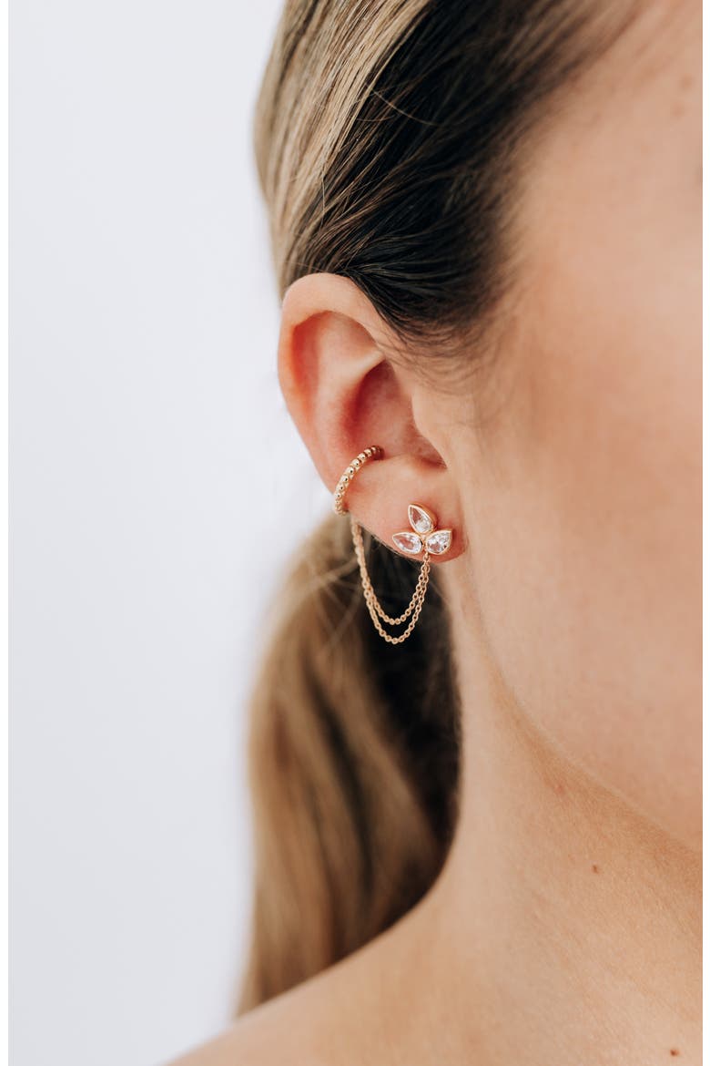 Bouquet Topaz Cuff & Stud Chain Earring, Alternate, color, YELLOW GOLD