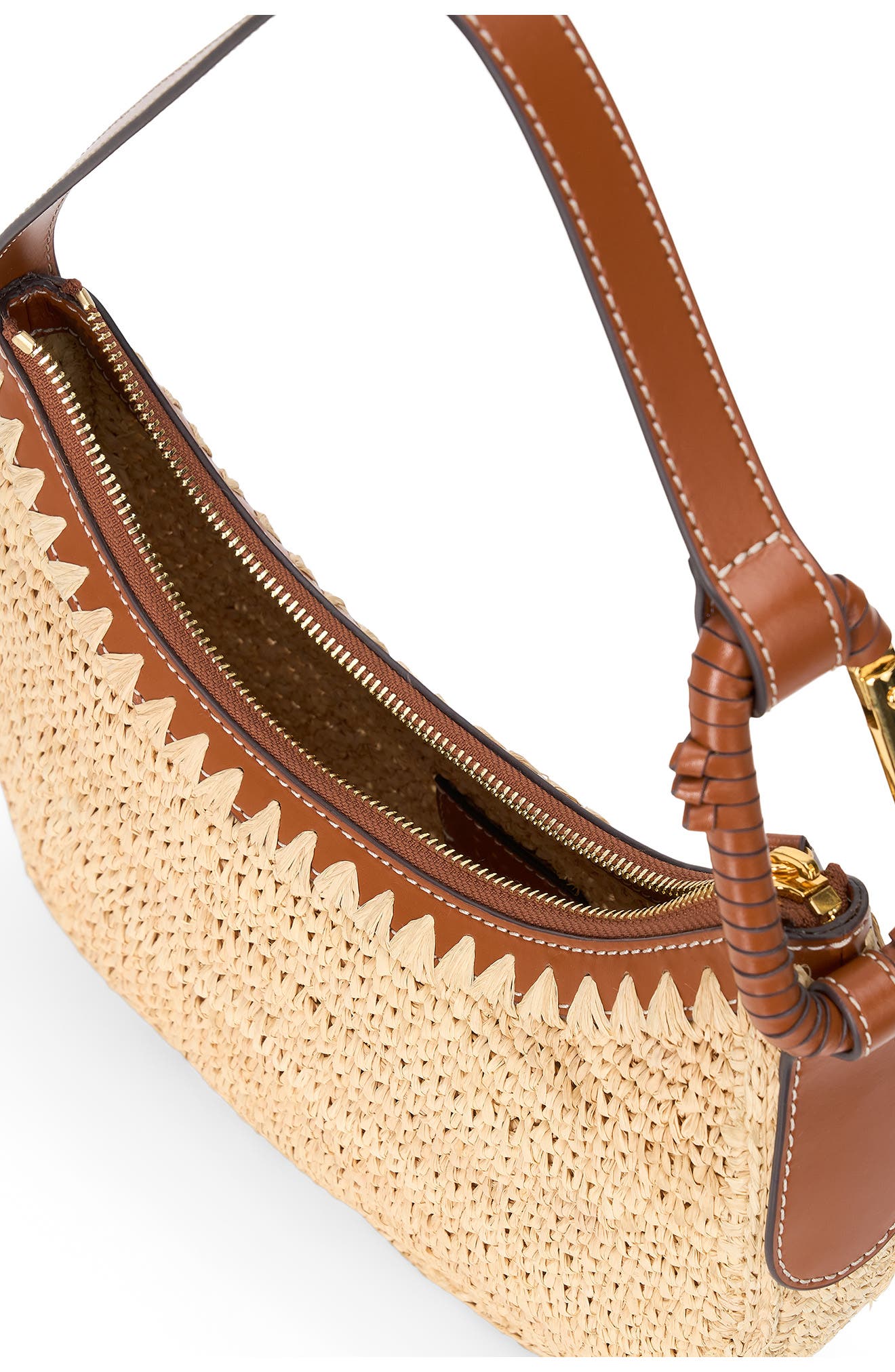 STAUD Alden Raffia Shoulder Bag, Alternate, color, Natural/ Tan