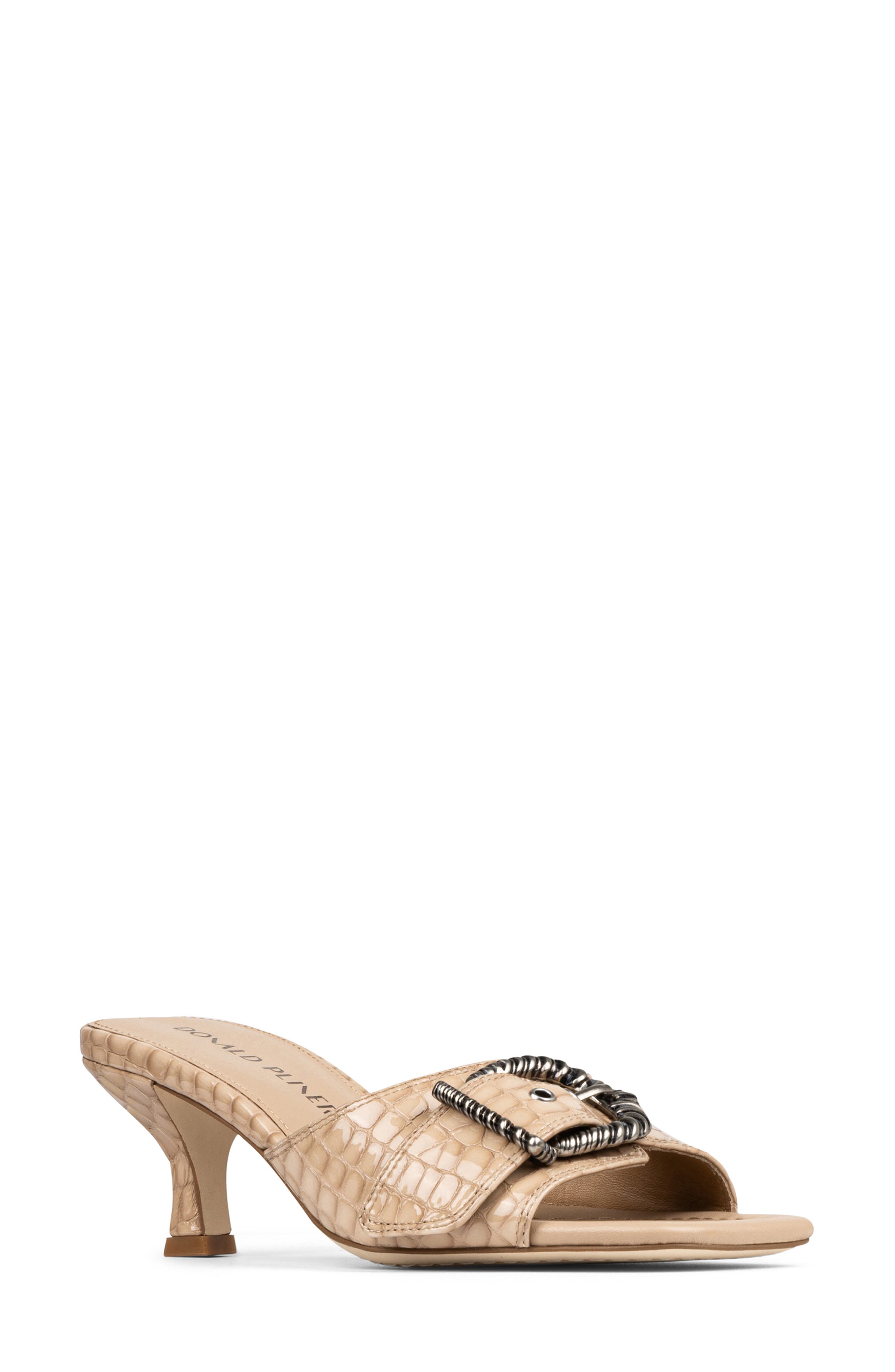 Donald Pliner Buckle Croc Embossed Slide Sandal, Main, color, Sand