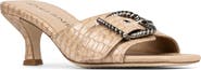 Donald Pliner Buckle Croc Embossed Slide Sandal