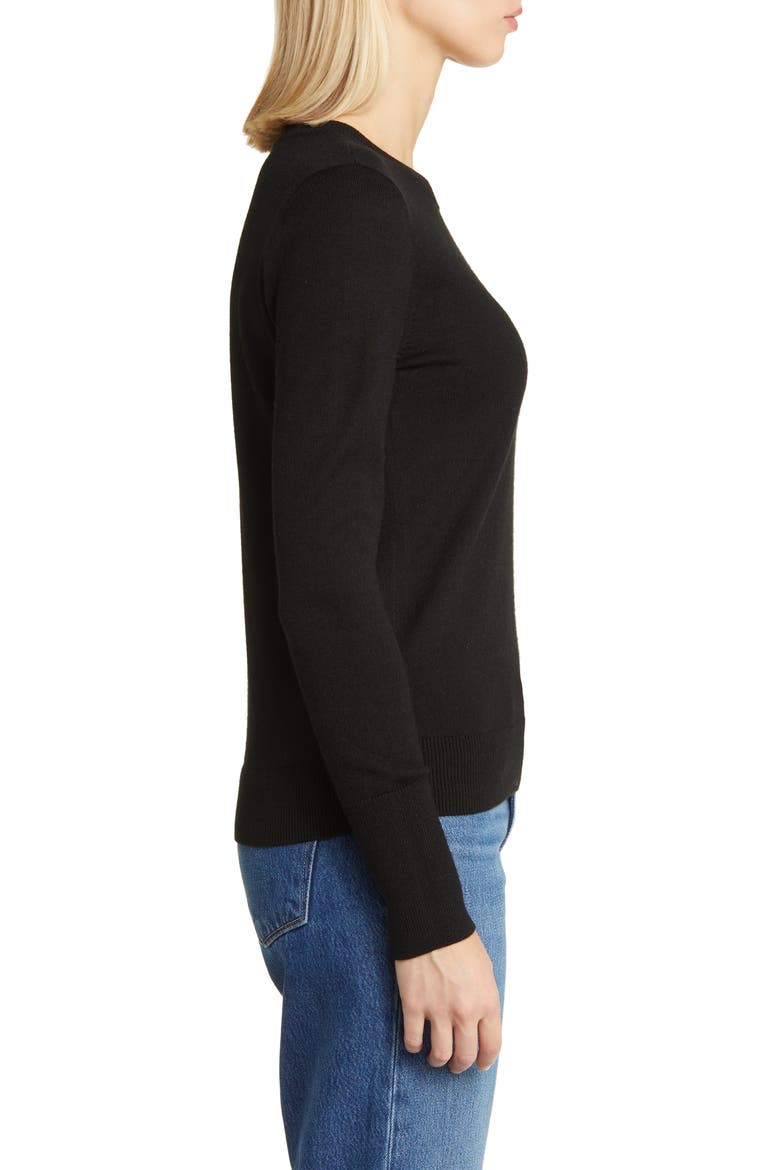 Merino Wool Blend Crewneck Sweater, Alternate, color, BLACK