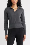 Open Edit Long Sleeve Polo Sweater