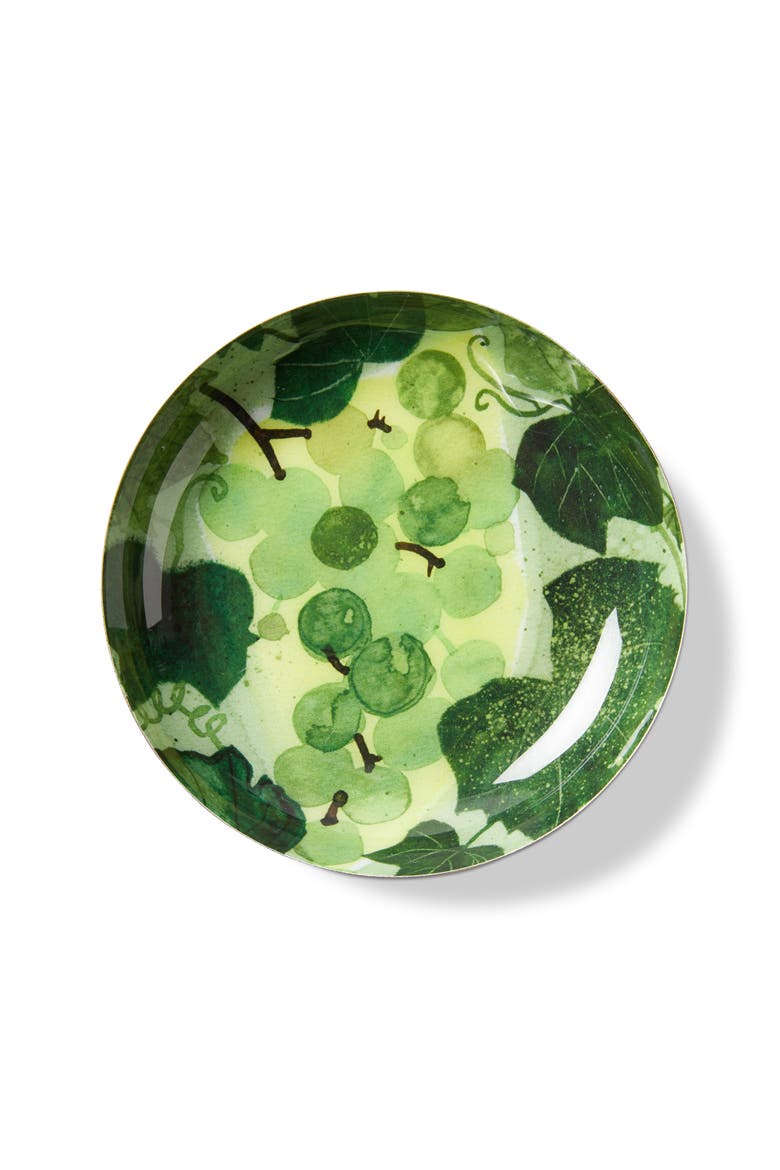 Wine Grapes Metal Trinket Dish Green Iron Everyday, Main, color, Green