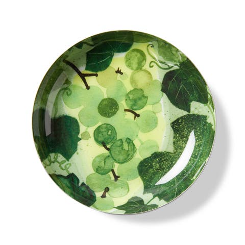 Wine Grapes Metal Trinket Dish Green Iron Everyday