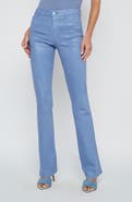 L'AGENCE Ruth Coated High Waist Raw Hem Straight Leg Jeans