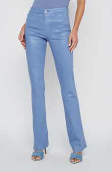L'AGENCE Ruth Coated High Waist Raw Hem Straight Leg Jeans