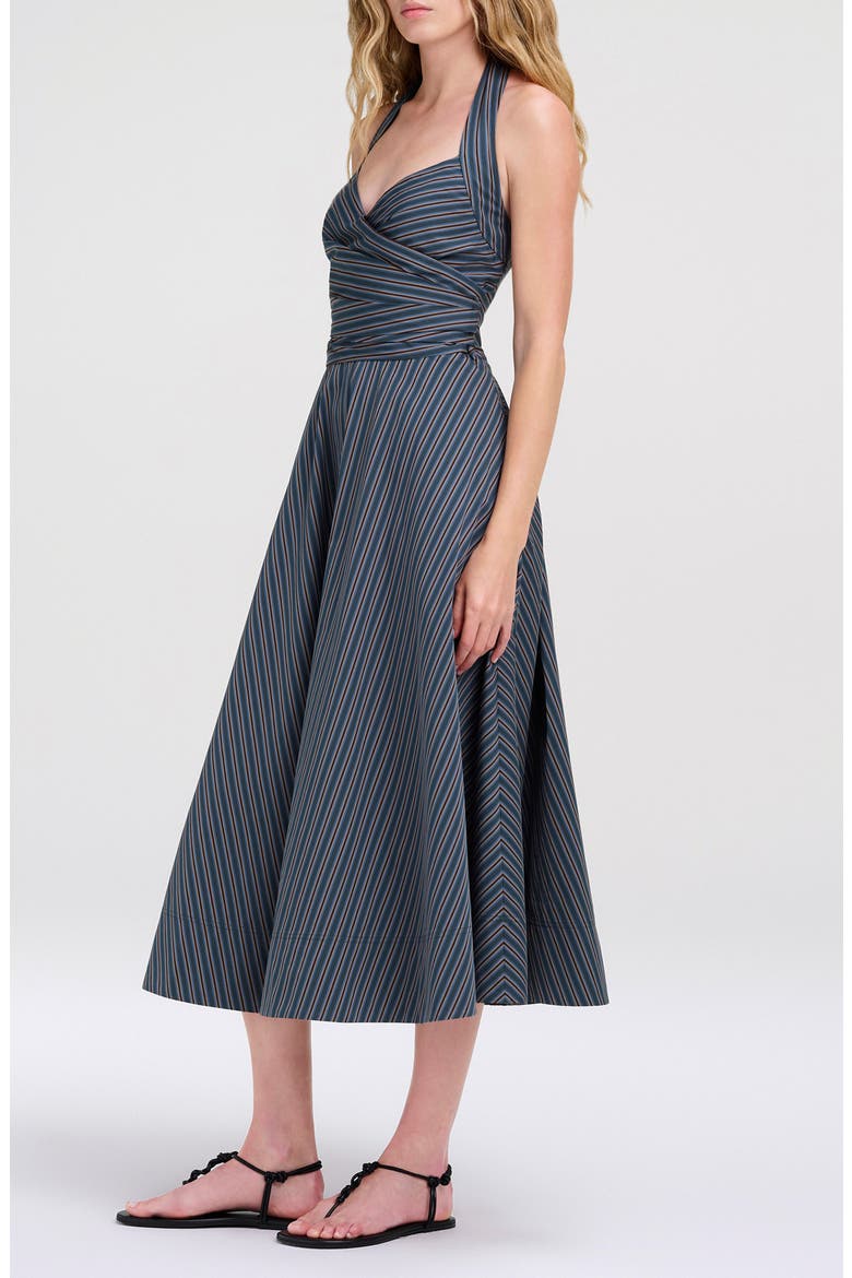 Magnolia Striped Halter Cotton Midi Dress, Alternate, color, CARBON BLUE MULTI