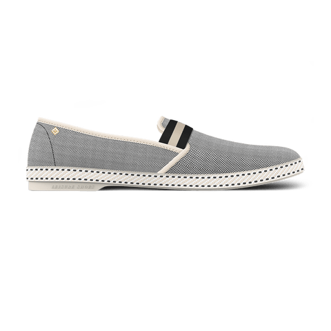 Canvas Oxford Loafer with Striped Elastic Band