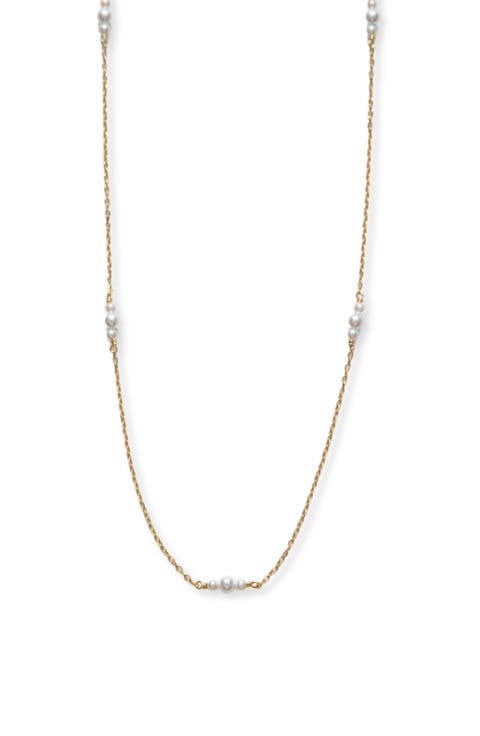 Faux Pearl Station Chain Necklace