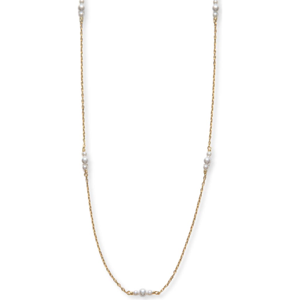 Argento Vivo Sterling Silver Faux Pearl Station Chain Necklace In Gold