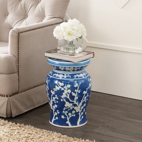 JONATHAN Y JONATHAN Y CHERRY BLOSSOM 17.75" CERAMIC GARDEN STOOL 