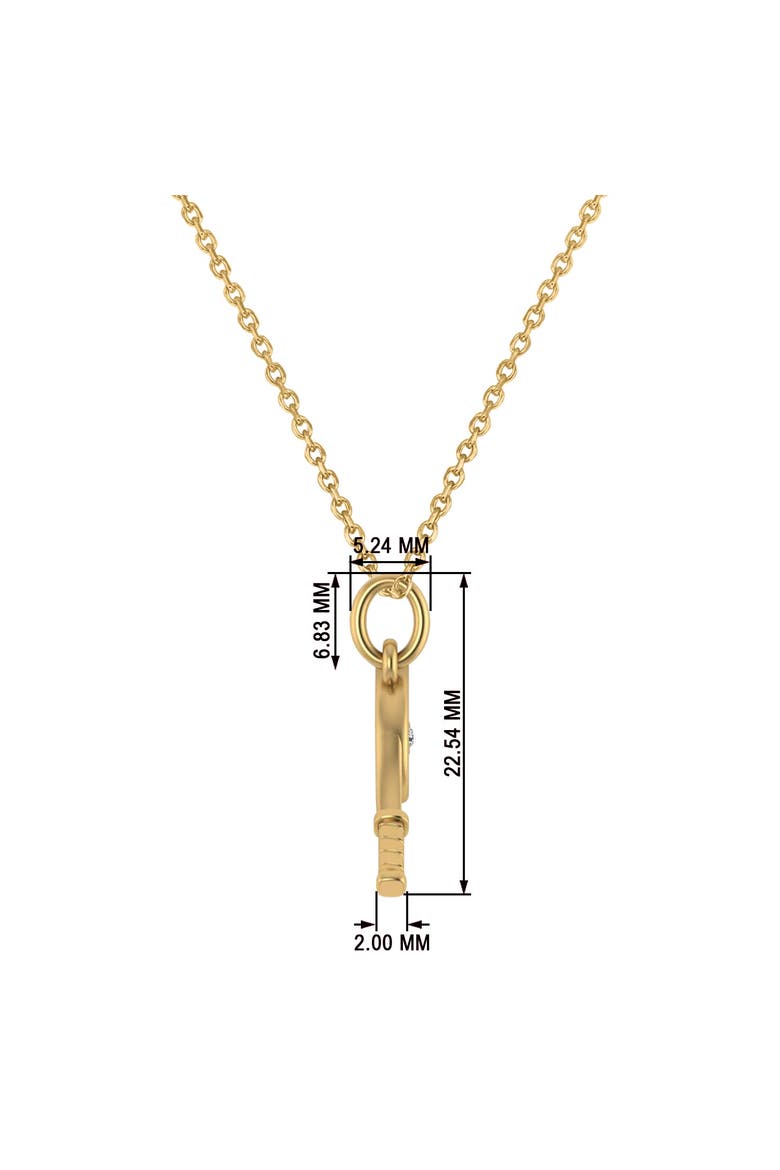 Tennis Racket With Diamond Ball Charm Pendant Necklace 14K, Alternate, color, Yellow Gold