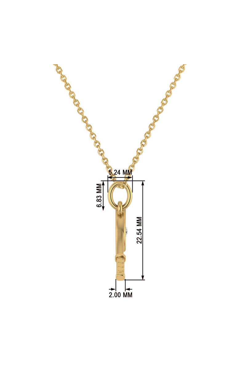 ALLUREZ Tennis Racket With Diamond Ball Charm Pendant Necklace 14K, Alternate, color, Yellow Gold