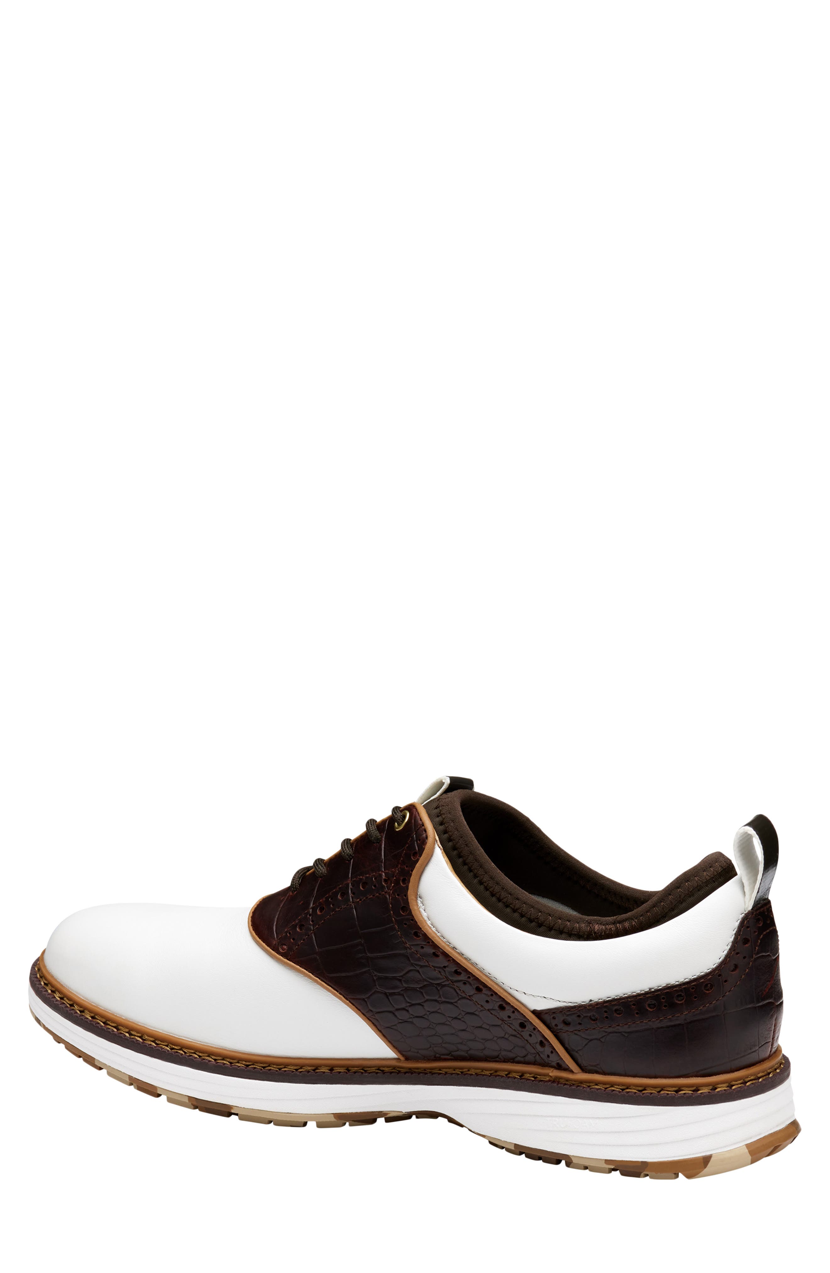 Upton GL1 Luxe Hybrid Waterproof Golf Shoe, Alternate, color, WHITE/ BROWN CROC FULL GRAIN