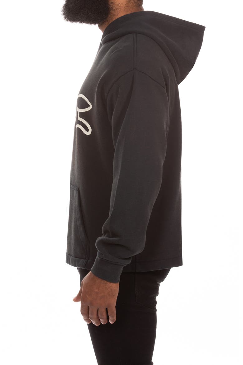 Run Logo Cotton French Terry Hoodie, Alternate, color, BLACK