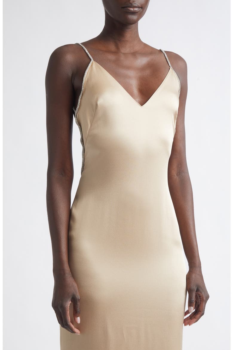 Crystal Chain Satin Gown, Alternate, color, BEIGE/ CRYSTAL