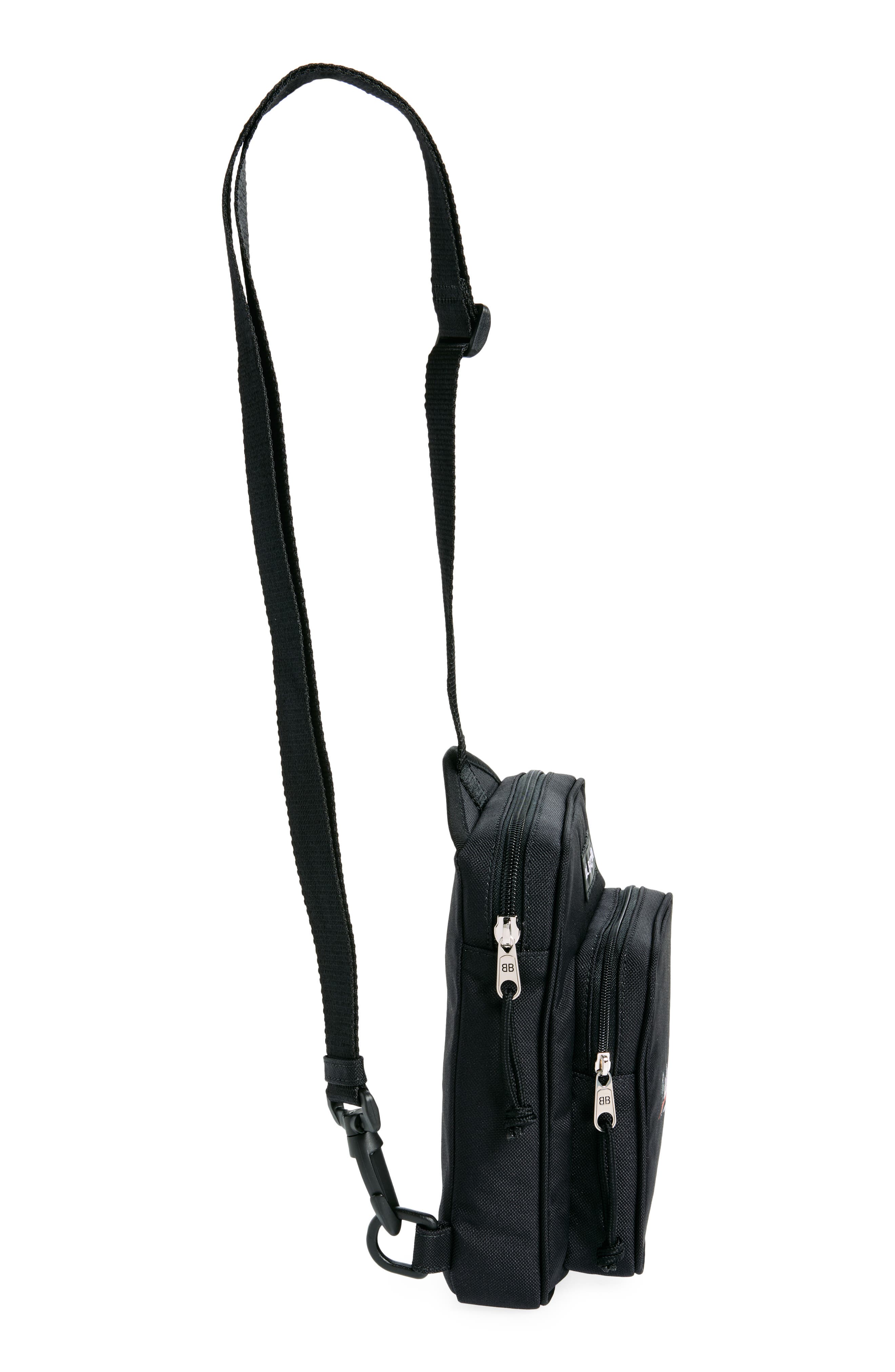 Balenciaga Explorer Political Stencil Logo Crossbody Messenger Bag, Alternate, color, Black