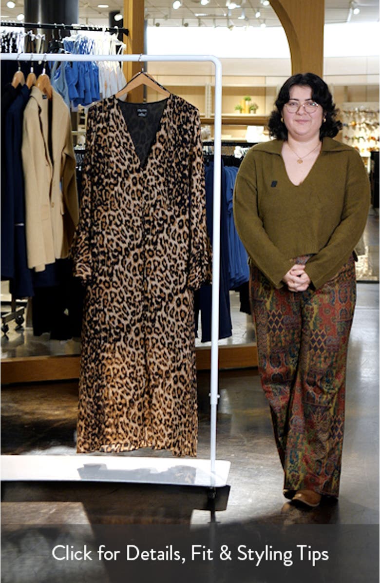 Print Tie Waist Long Sleeve Maxi Dress, sales video thumbnail