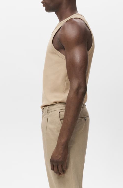 Mango Slim Fit Stretch Cotton Rib Tank In Neutral