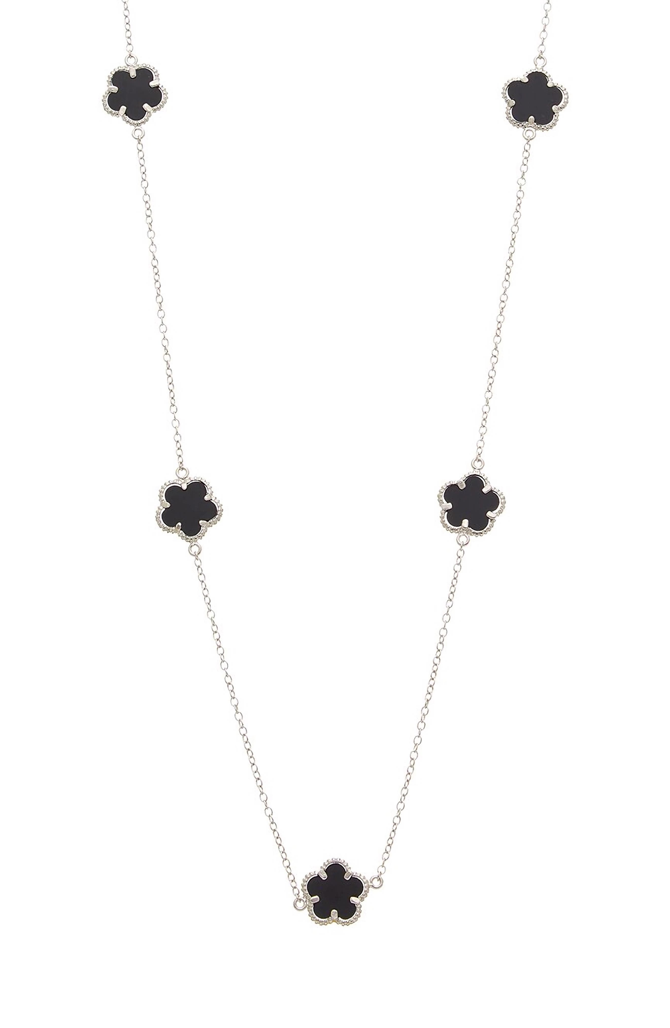 Juvell Onyx Flower Station Necklace