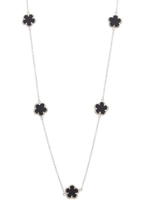Onyx Flower Station Necklace