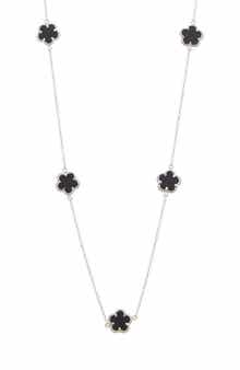 Onyx Flower Station Necklace