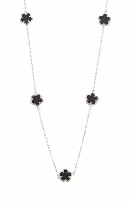 Juvell Onyx Flower Station Necklace