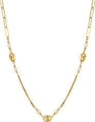ATHRA LUXE Cultured Pearl Chain Link Necklace