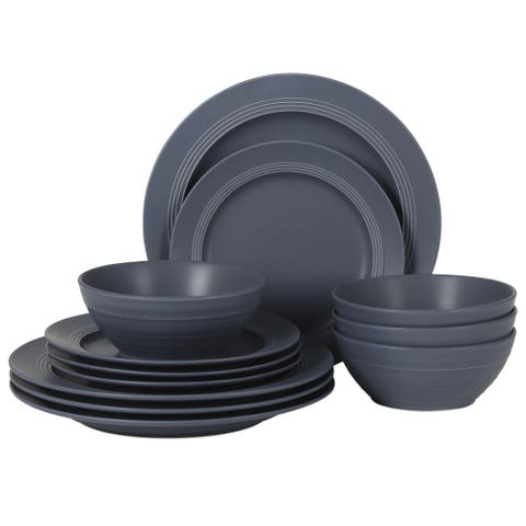 Soleil 12 Piece Stoneware Plates and Bowls Dinnerware Set