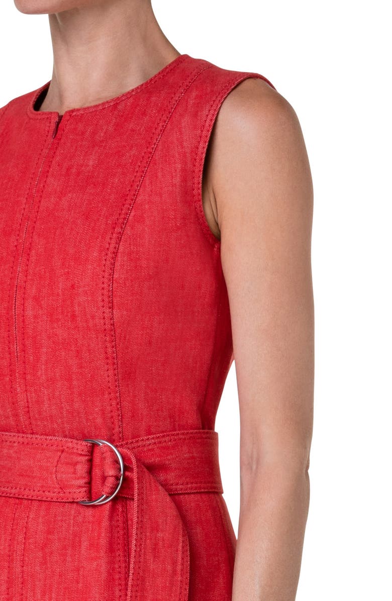 Akris punto Belted Sleeveless Denim Dress, Alternate, color,