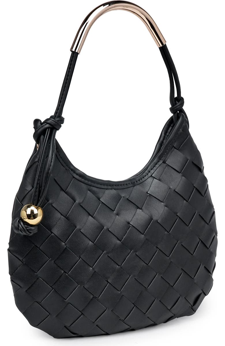MODA LUXE Woven Faux Leather Shoulder Bag, Alternate, color, Black