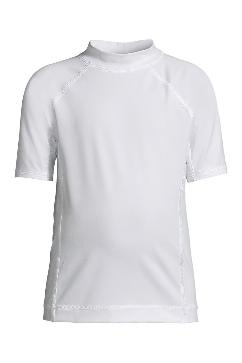 Boys Short Sleeve UPF 50 Sun Protection Rash Guard, Alternate, color, White