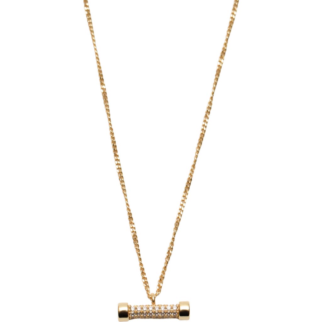 Argento Vivo Sterling Silver Pavé Cubic Zirconia Bar Pendant Necklace In Gold
