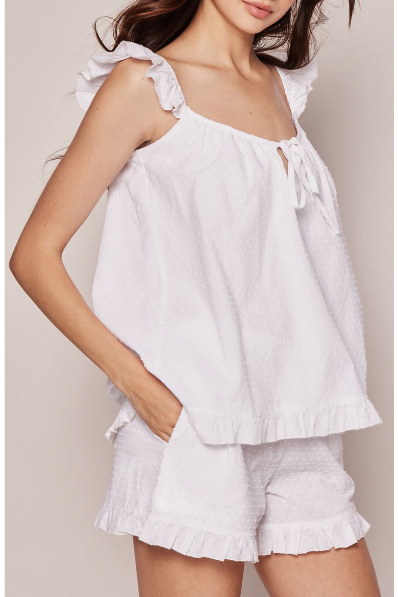 Swiss Dots Cotton Short Pajamas, Alternate, color, WHITE