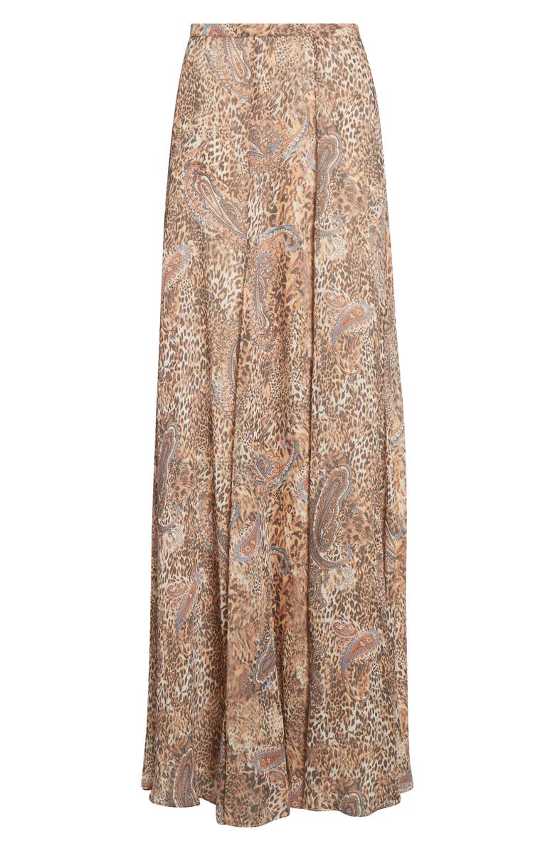 L'AGENCE Patricia Print Maxi Skirt, Alternate, color, Brown/ Blue Valencia Leopard