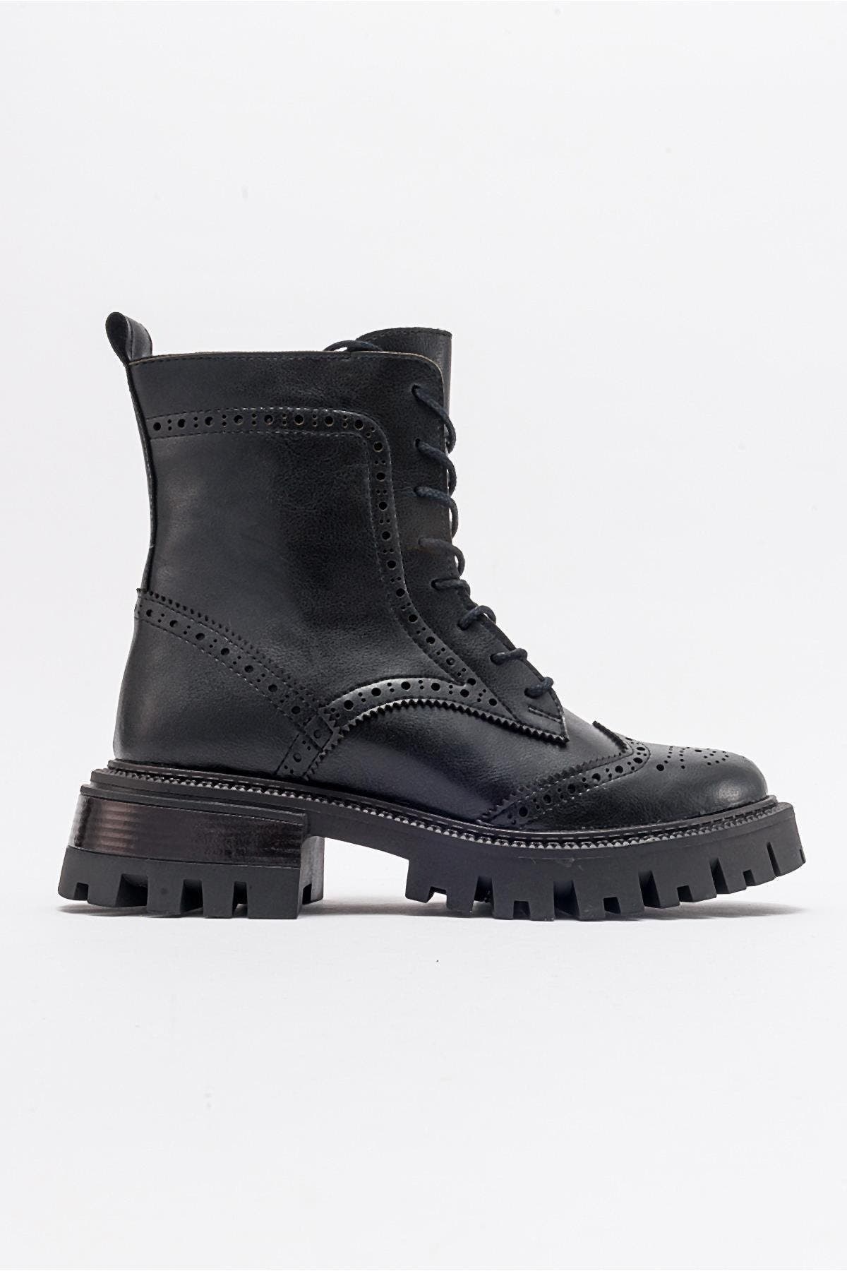Prologue Shoes Coralo Lace-Up Combat Boot, Alternate, color, Black Faux Leather