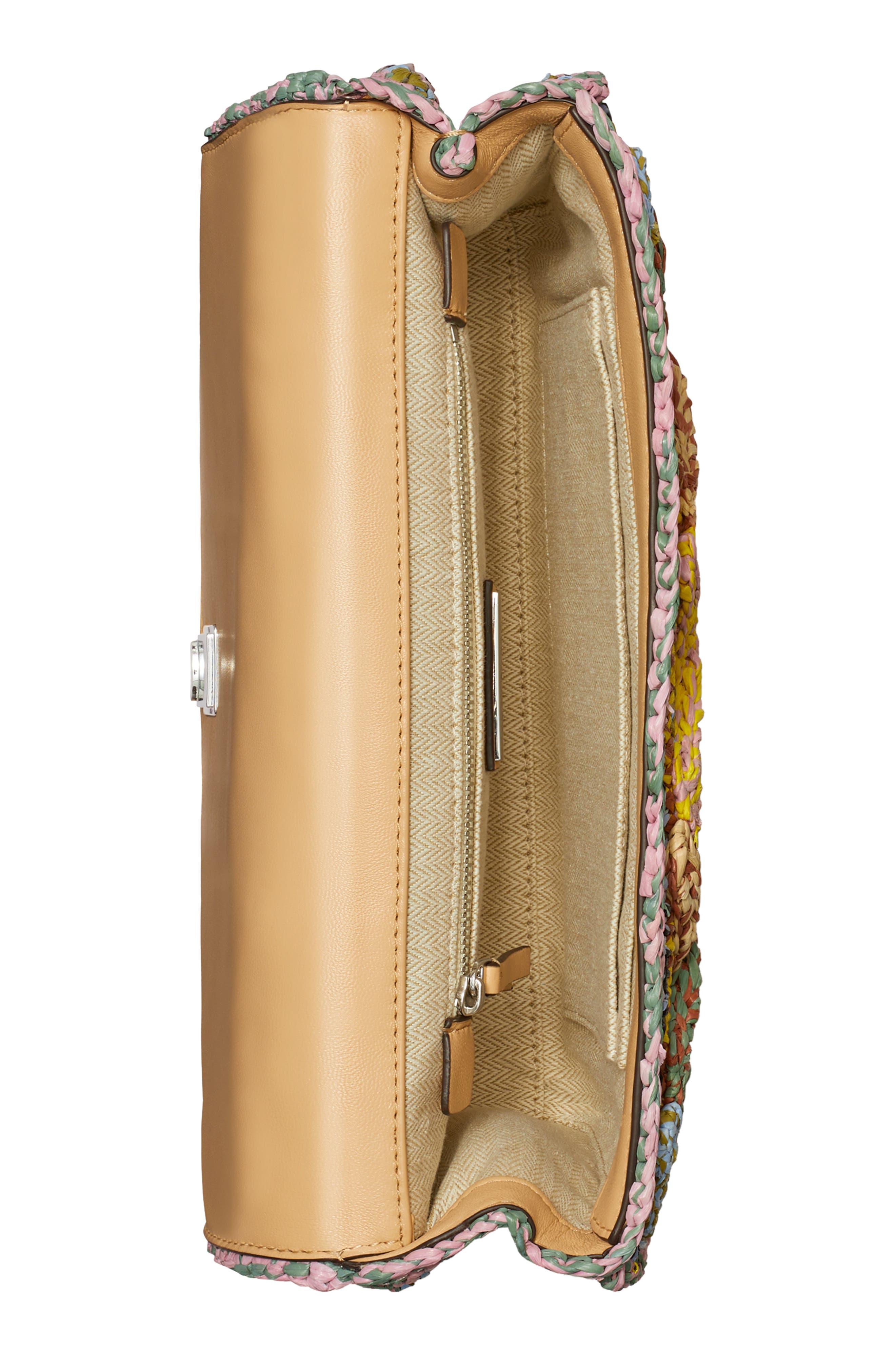 Tory Burch Fleming Melangé Raffia Shoulder Bag, Alternate, color, 