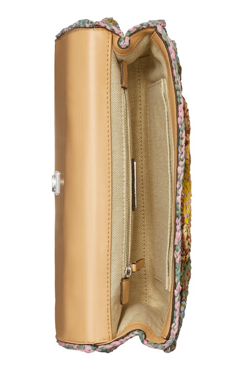 Tory Burch Fleming Melangé Raffia Shoulder Bag In Multi Beige